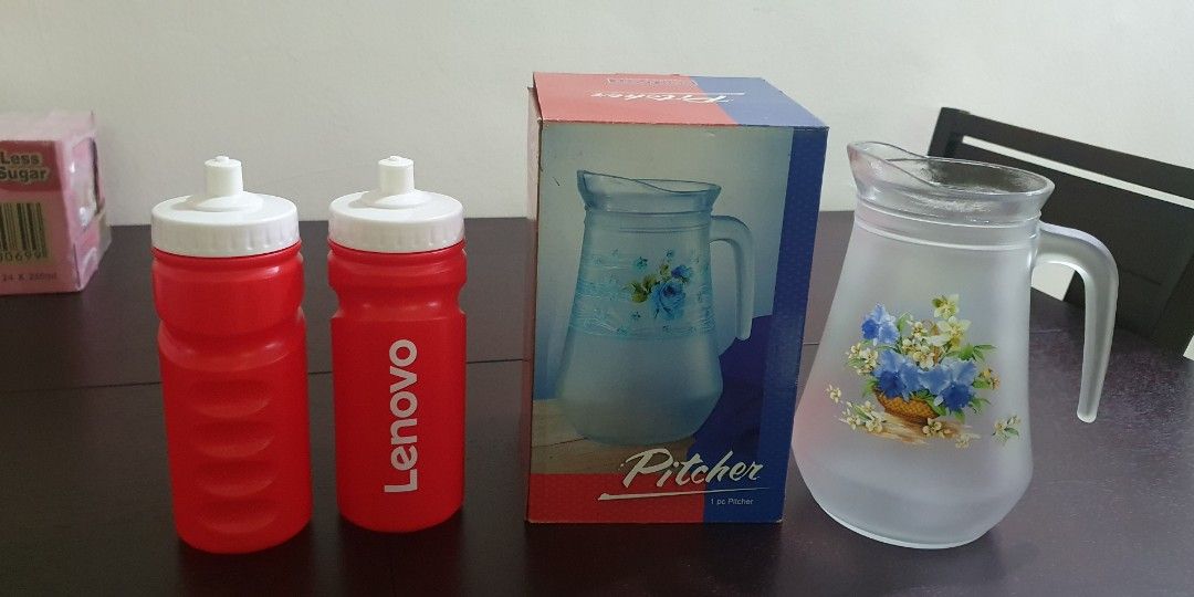 Misc stuff (Category: Water Bottles & Tumblers) located in Singapore. Submitted by alamaklynn (Listing ID 1207950772, Image 2). Description: Clearing stuff! 1) 2x Glass casserole with lid - $2 each! 2) Pink container with cover - $1 3) Cup - Sold! 4) 2 ways: Slice and Shred Peeler - $3 5) Magnets - $2 whole bag! 6) 4 x BPA free fruit juice water bottle (left 1 blue) - $2 each! 7) kitchen Multifunction Juicer - sold! 8) Milk water bottle - $2 9) T