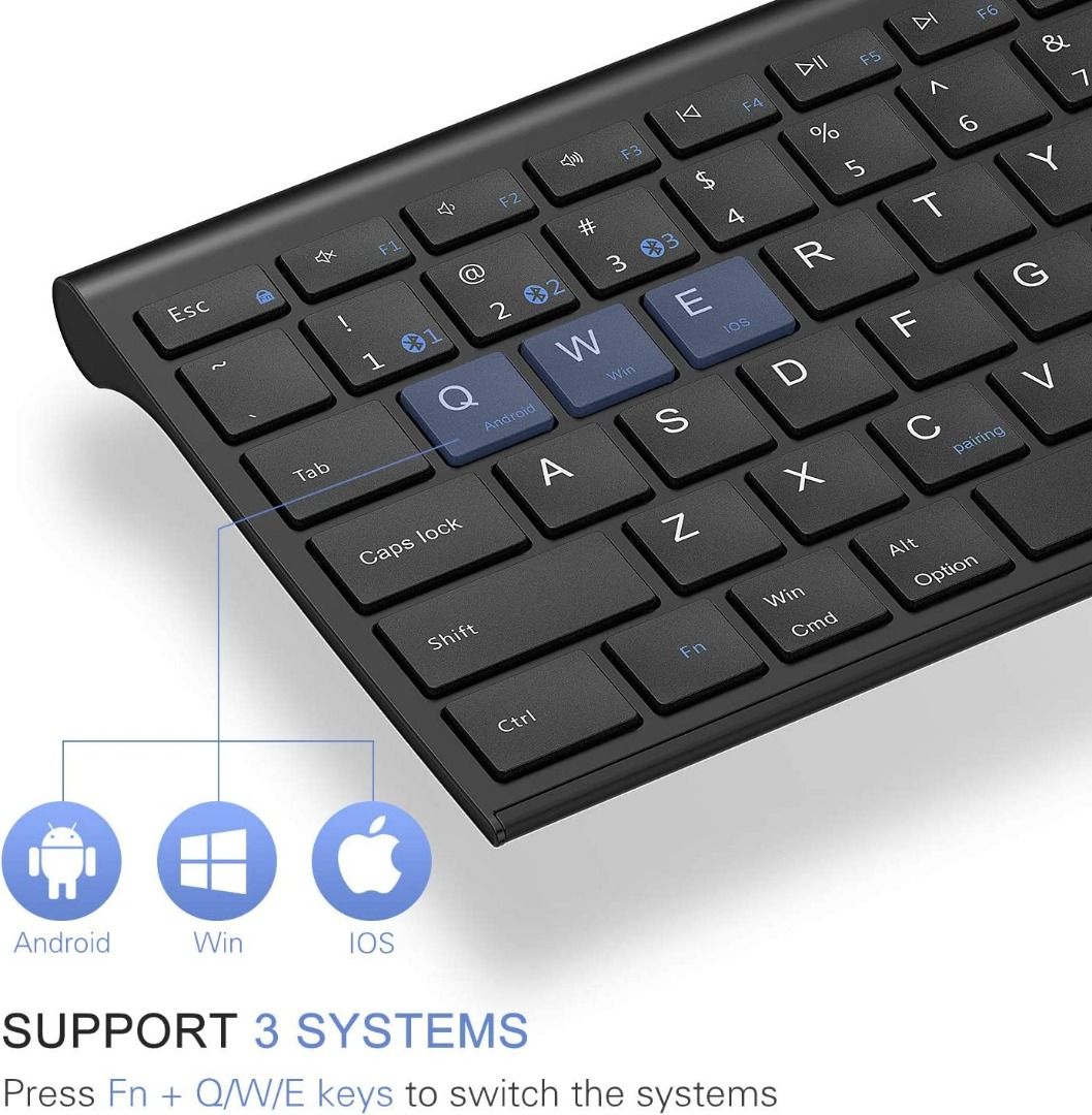 MultiDevice Wireless Bluetooth Keyboard, Jelly Comb Full Size Ultra