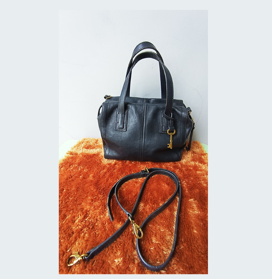 Fossil emma satchel black best sale
