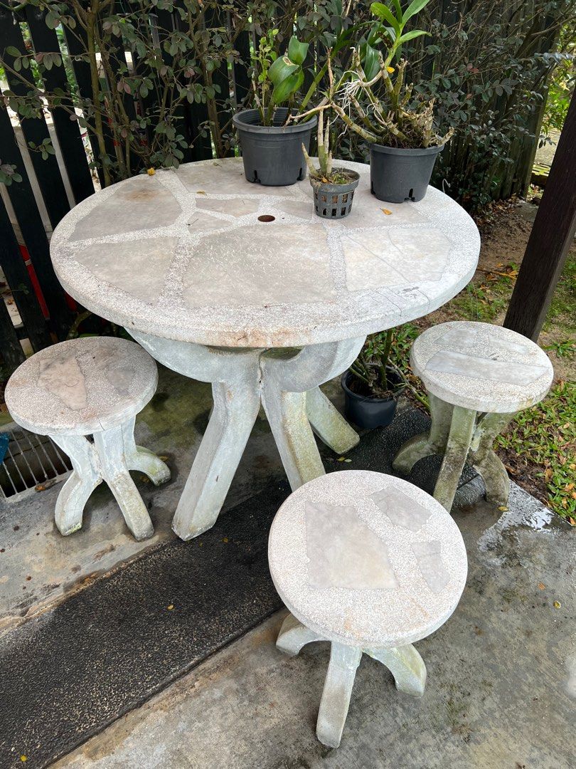 Outdoor garden table with 3 chairs, Furniture & Home Living, Outdoor