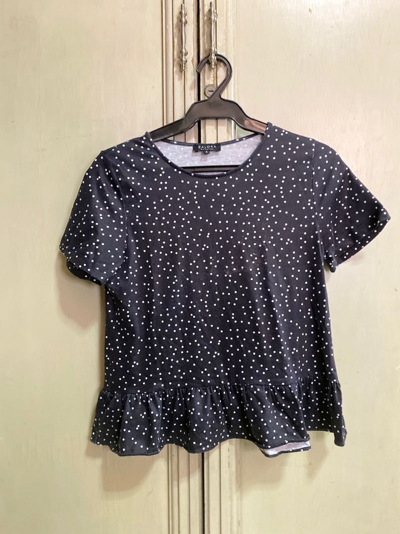 Polka Dot Halter Peplum Top main image 0