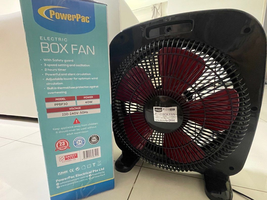 Power Pac Electric Box Fan/Table Fan, Furniture & Home Living, Lighting