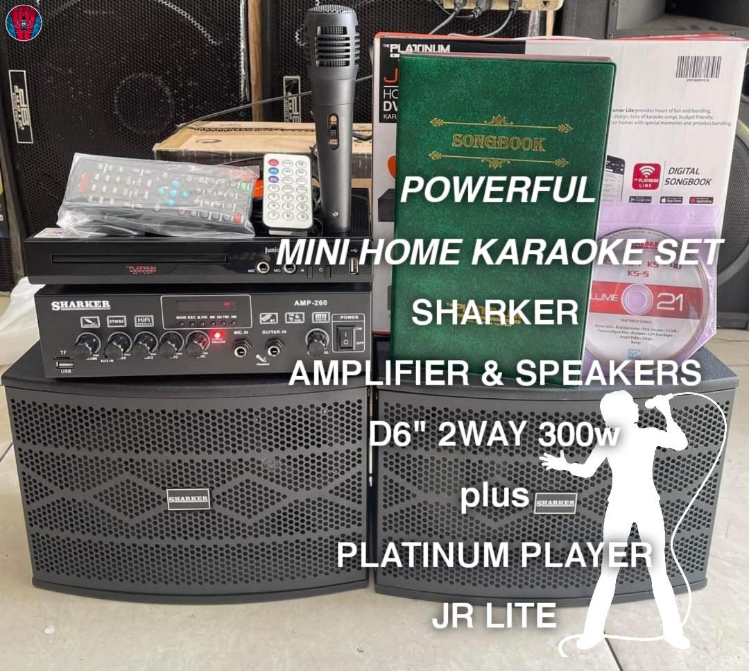 POWERFUL MINI HOME KARAOKE SET (Category: Soundbars, Speakers & Amplifiers) located in Manila. Submitted by electronicsatbphub (Listing ID 1208104687, Image 1). Description: SHARKER AMPLIFIER & SPEAKER D6" 2WAY plus PLATINUM PLAYER "JR LITE" ₱5,200 only😍 MINI HOME KARAOKE SET Brand-new✨ Original ✔️ 👉PACKAGE INCLUDES ✅1 x MINI DVD PLAYER (Platinum Ks-5) ✅1 x MINI SONGBOOK (20k songs) ✅1 x REMOTE CONTROL (free battery) ✅1 x CD VOL. 21 (2022 Lates