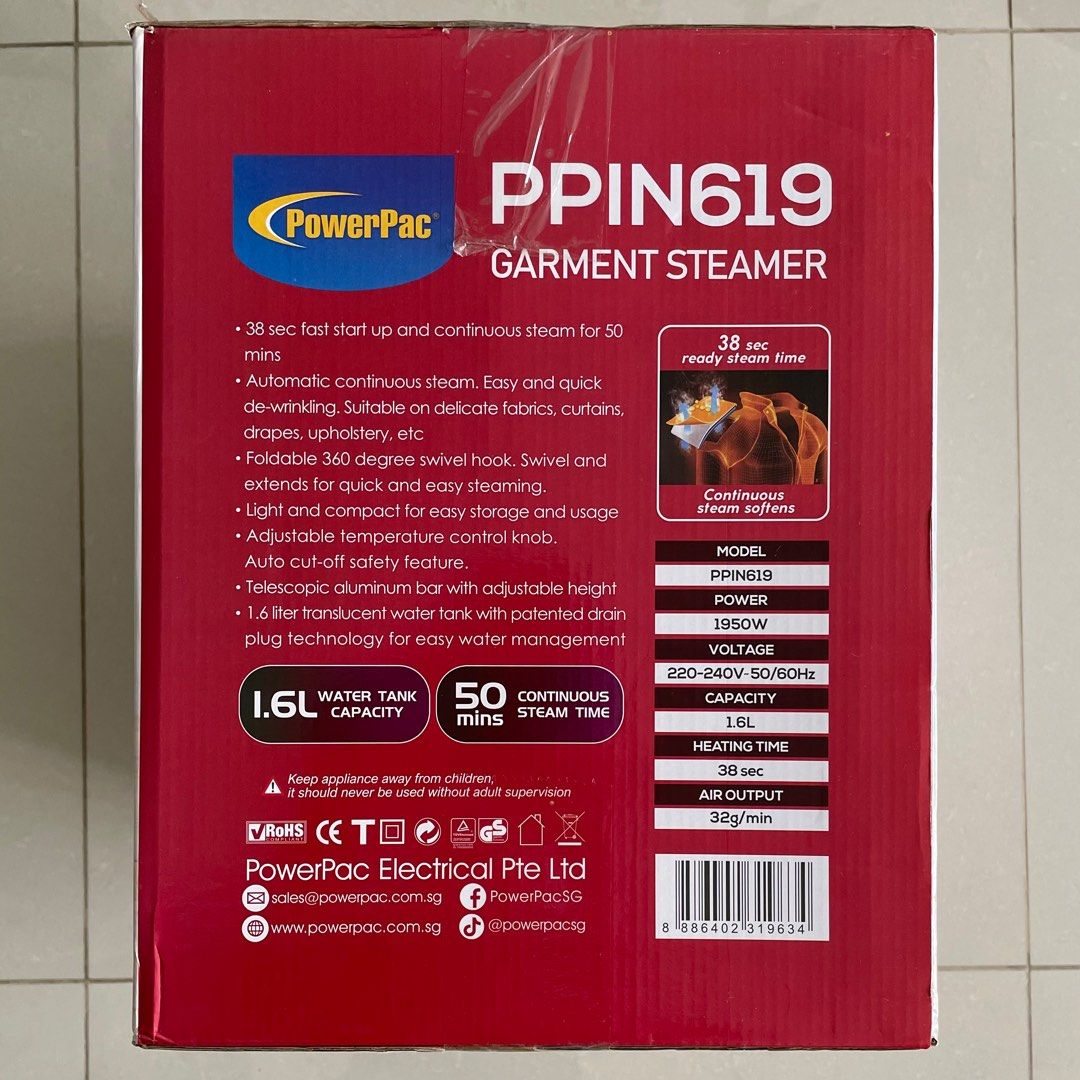Portable Handheld Garment Steamer (PPIN617) - PowerPacSG