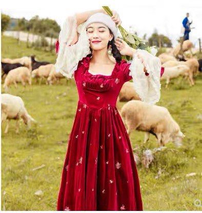 Retro Roman Velvet Long Dress NY50