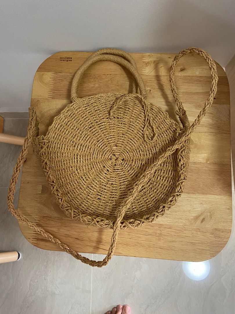 Round rattan cross body bag, Women's Fashion, Bags & Wallets, Crossbody Bags on Carousell