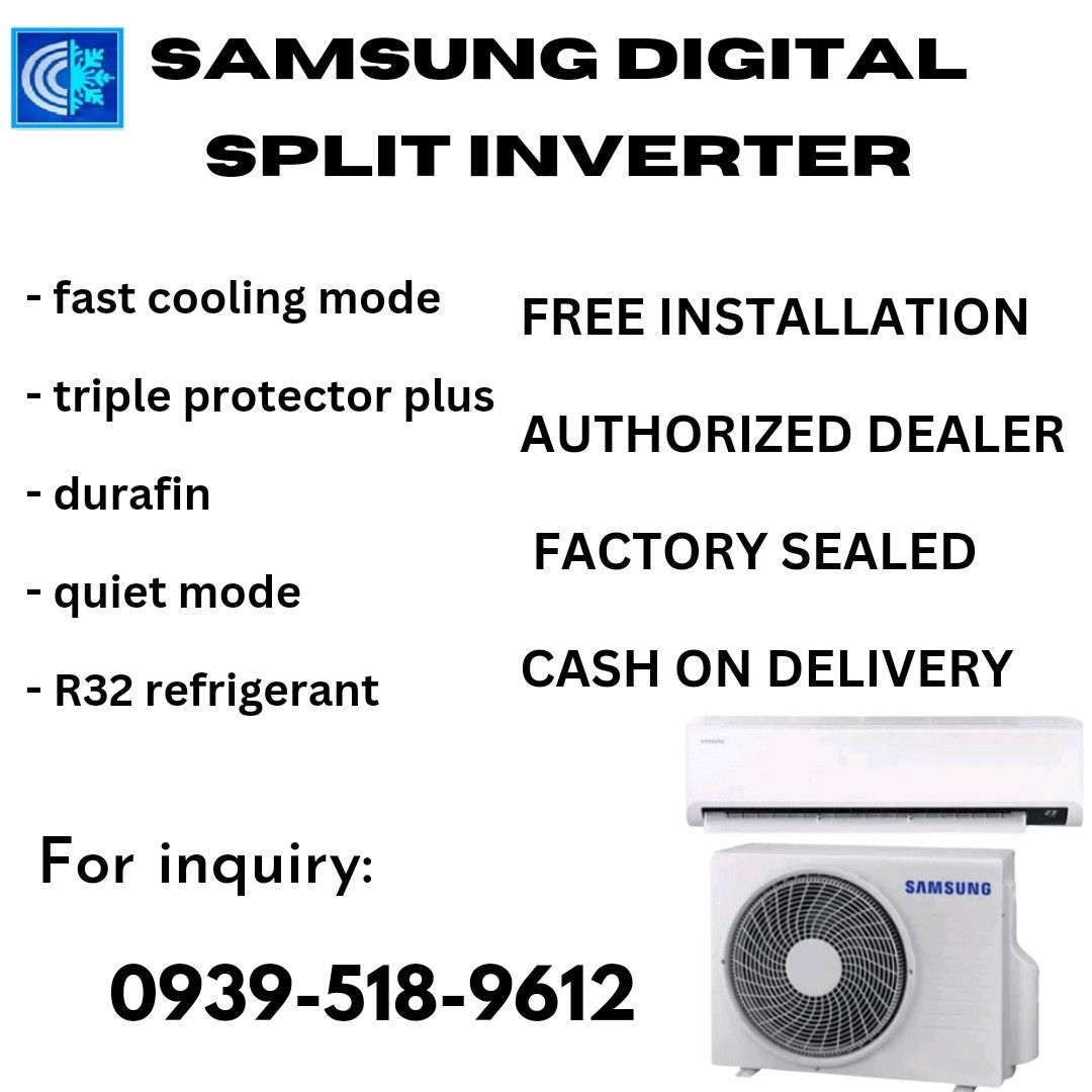 SAMSUNG DIGITAL INVERTER Split Type Air conditioner FREE 10ft