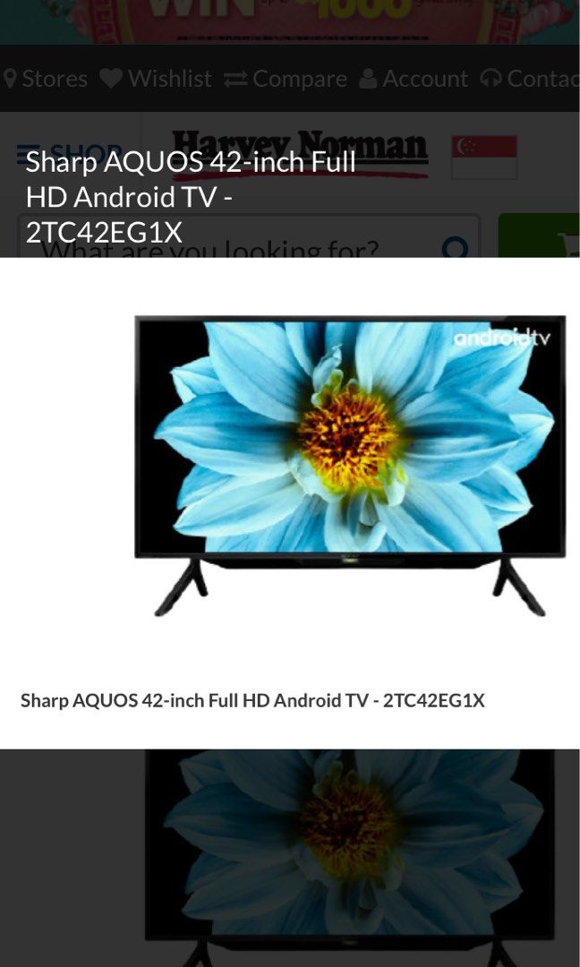 Sharp AQUOS 42inch Full HD Android TV 2TC42EG1X, TV & Home