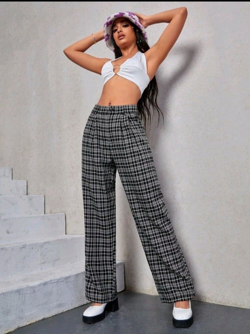 SHEIN  Pants  Jumpsuits  Plaid Trousers From Shein Size M  Poshmark
