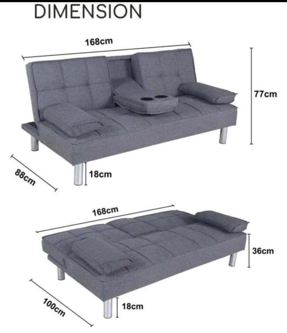 SOFA BED WITH CUP HOLDER, Furniture & Home Living, Furniture, Other