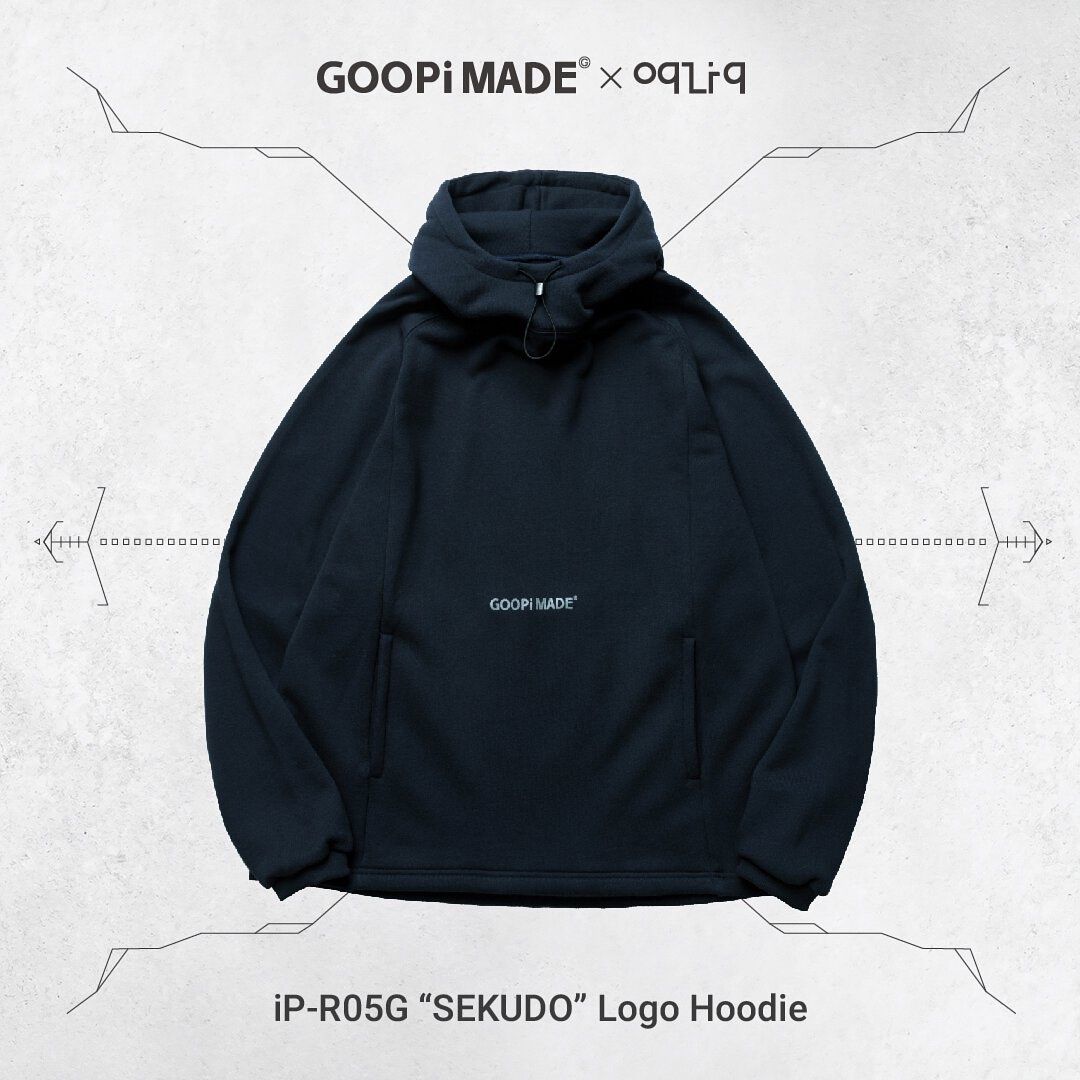 Sz1) Goopimade iP-R05G “SEKUDO” Logo Hoodie - Navy, 男裝, 外套及