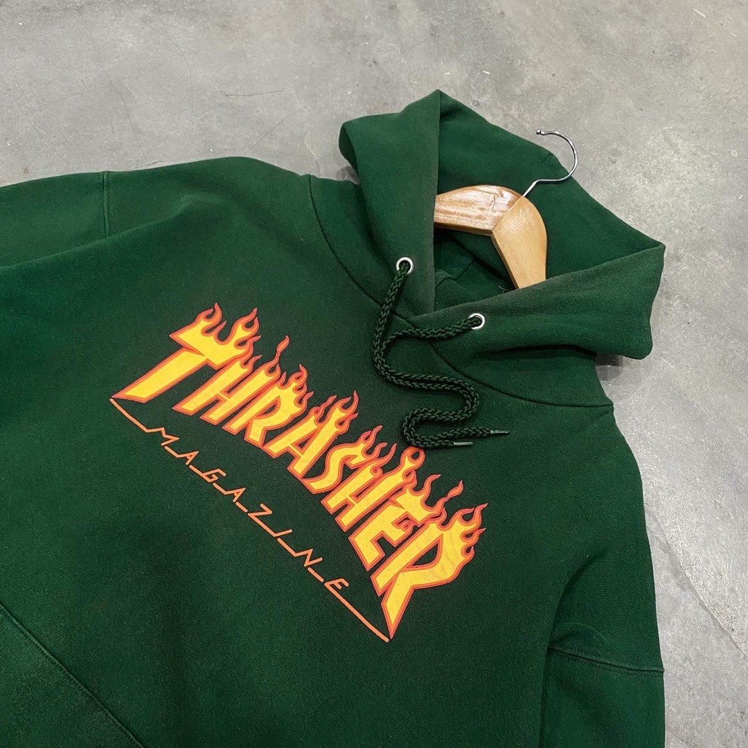 Thrasher green flame hoodie 2025