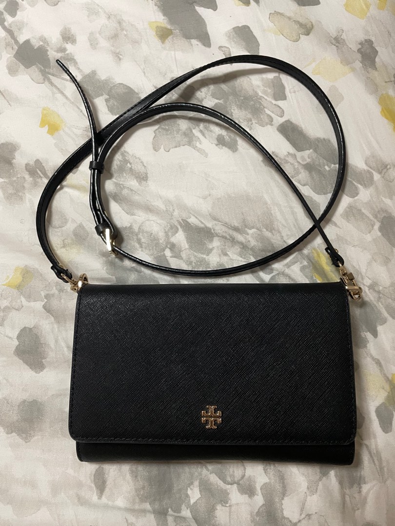 TORY BURCH EMERSON CHAIN WALLET, BLACK, Women's Fashion, Bags & Wallets