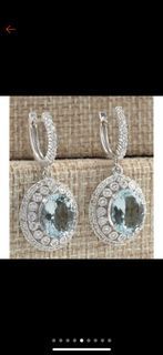 Turquoise moissanite dangling diamond earrings pre order
