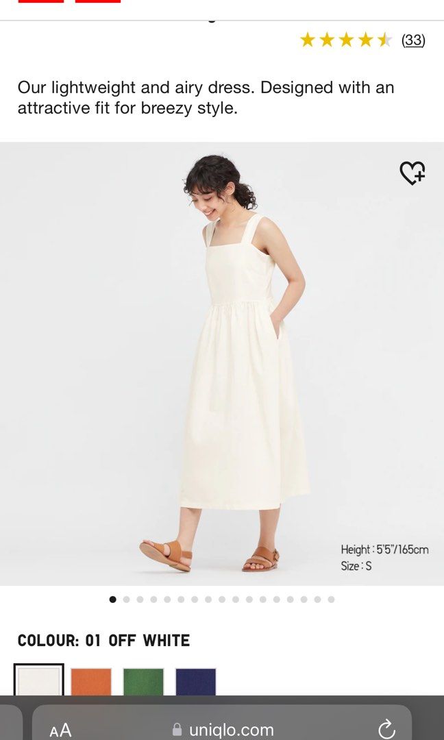 Uniqlo Linen Blend Shirring Sleeveless Dress White S Women s