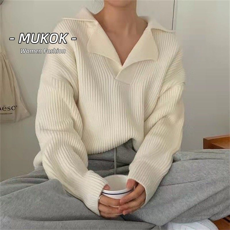 unisex oversized winter white knitted collared cardigan sweater