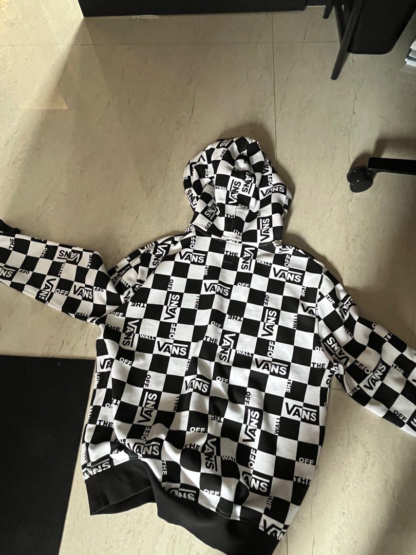 Vans contrasting checkered store gold & black hoodie