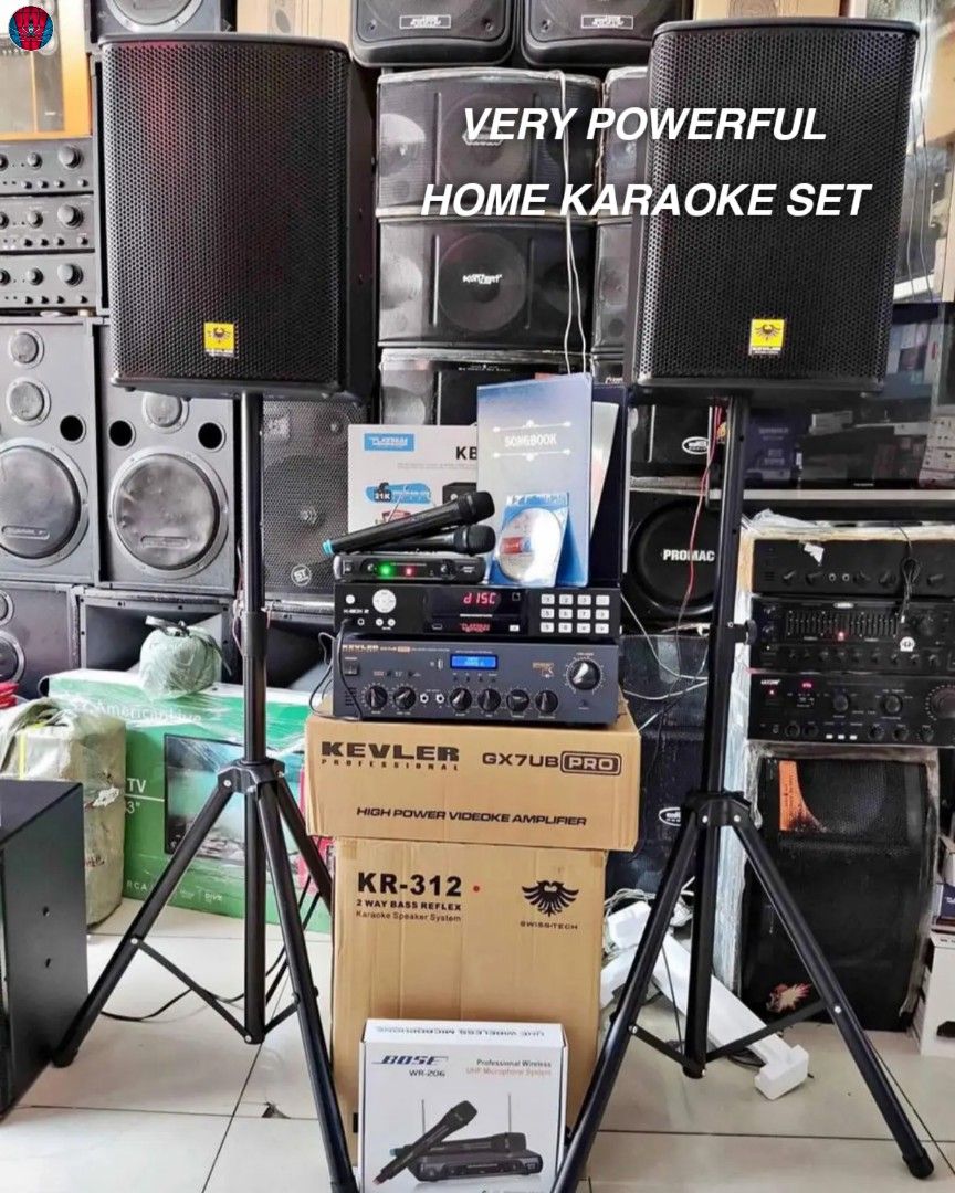 VERY POWERFUL HOME KARAOKE SET💪🏼 (Category: Soundbars, Speakers & Amplifiers) located in Manila. Submitted by electronicsatbphub (Listing ID 1208216853, Image 2). Description: KEVLER AMPLIFIER & SPEAKERS D12" 2WAY w/STAND plus PLATINUM PLAYER "K-BOX 2" plus WIRELESS BOSE MICROPHONES ₱20,800 only😍 VERY POWERFUL HOME KARAOKE SET💪🏼 Brand-new✨ Original ✔️ 👉PACKAGE INCLUDES ✅1 x DVD PLAYER (Platinum K-box 2) ✅1 x SONGBOOK (21k songs) ✅1 x REMOTE