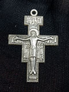 Vintage Saint Francis San Damiano Cross Crucifix Italy Pendant
