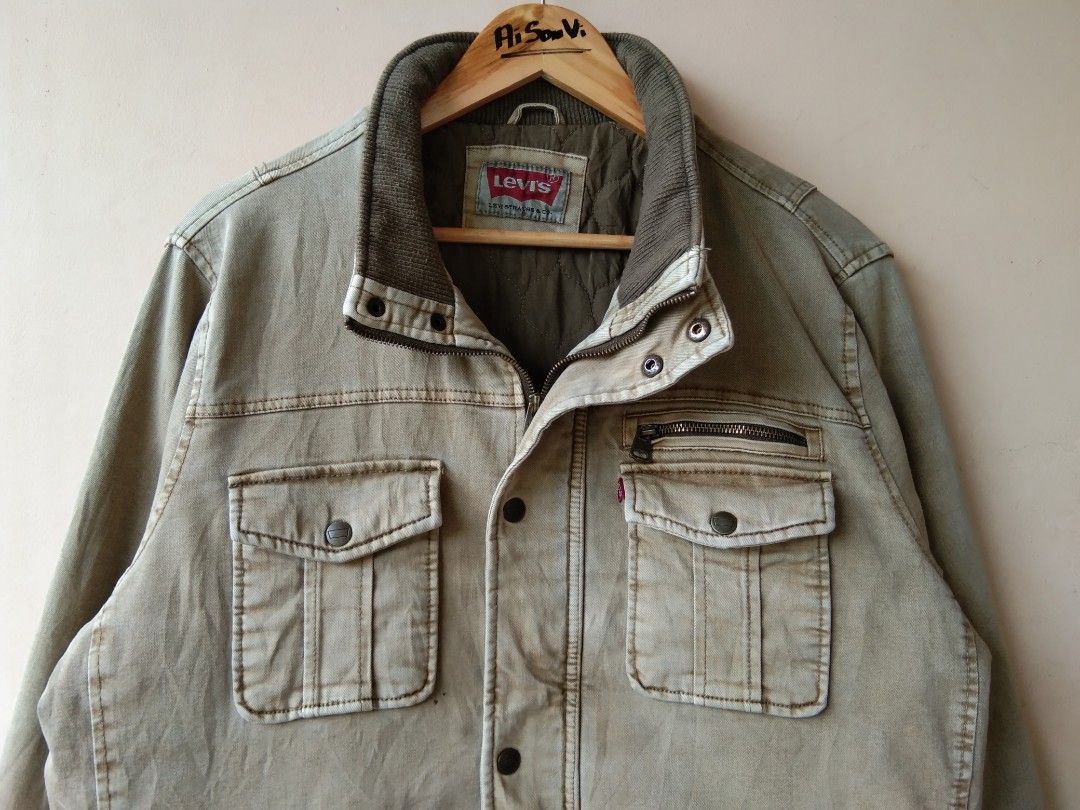 Buyr.com | Cotton | Levi's Men's Washed Cotton Military Jacket, Navy, Medium