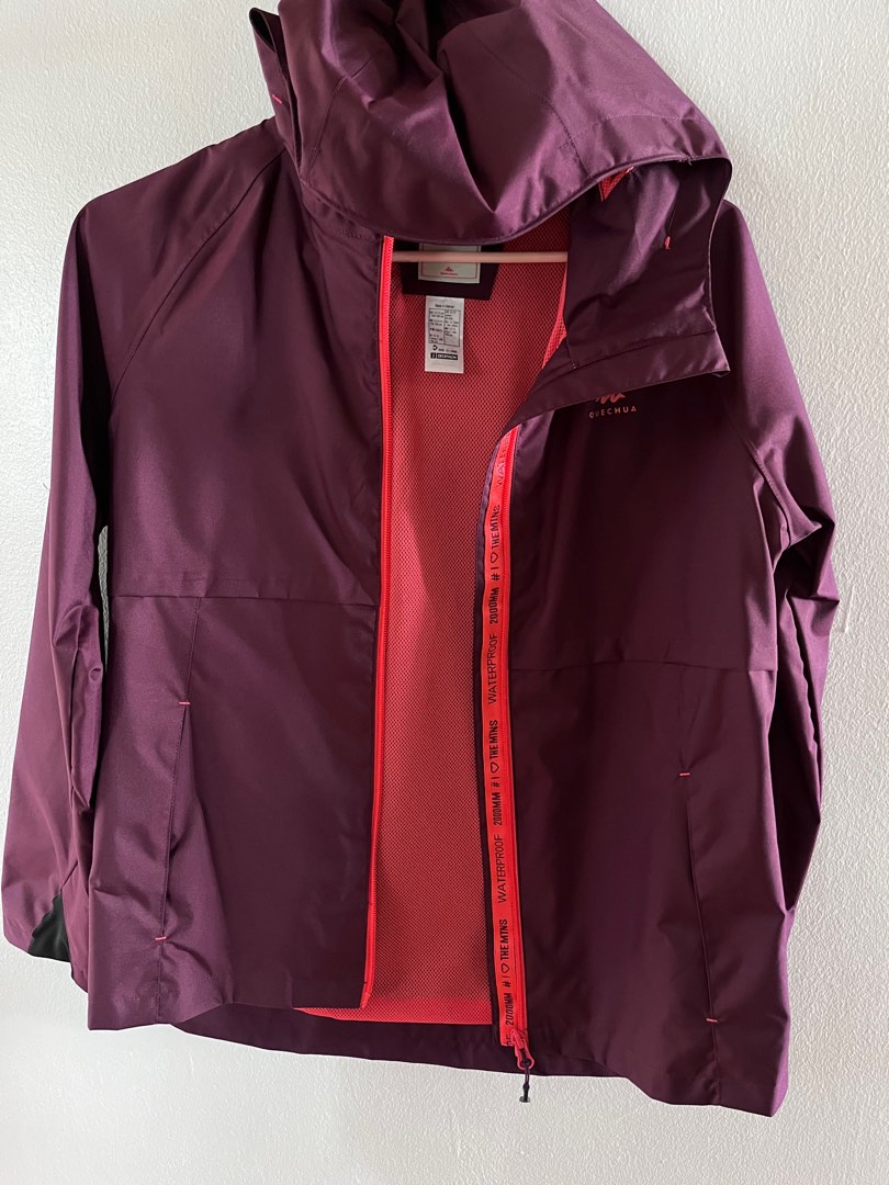 Quechua Burgundy Rain Jacket Women's Quechua Women's MH100 Waterproof  Hiking Rain Jacket – Decathlon
