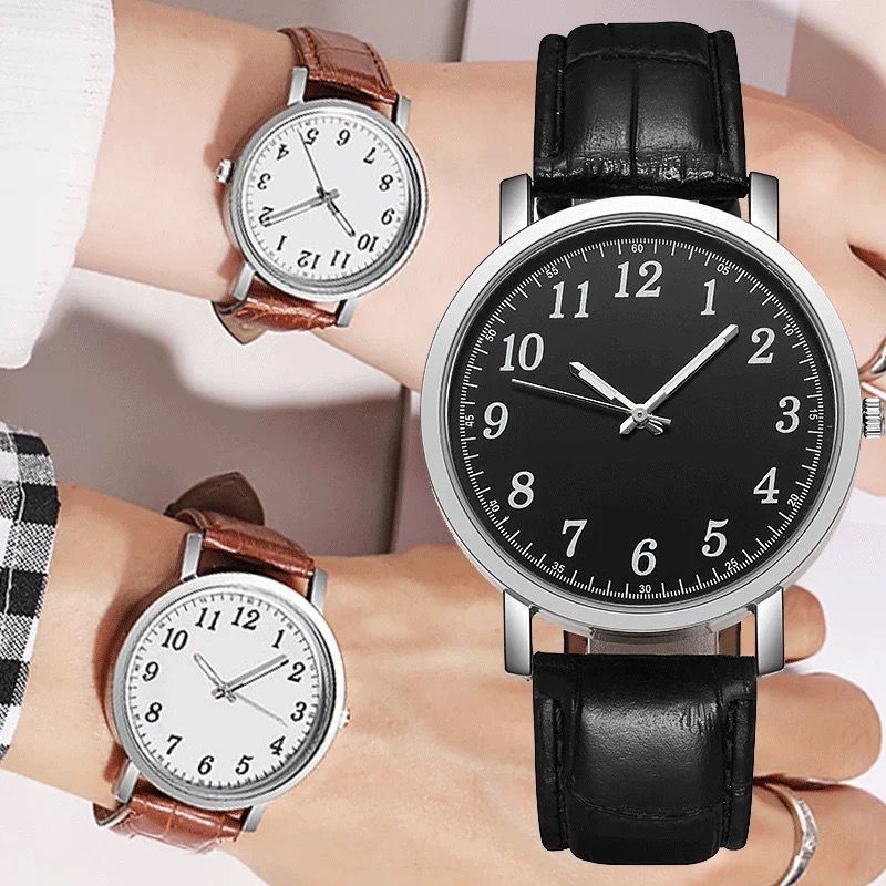 White Face Tan Brown Leather Watch Fashion Accessories FREE