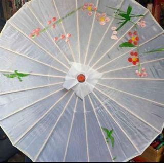 White japanese bamboo umbrella