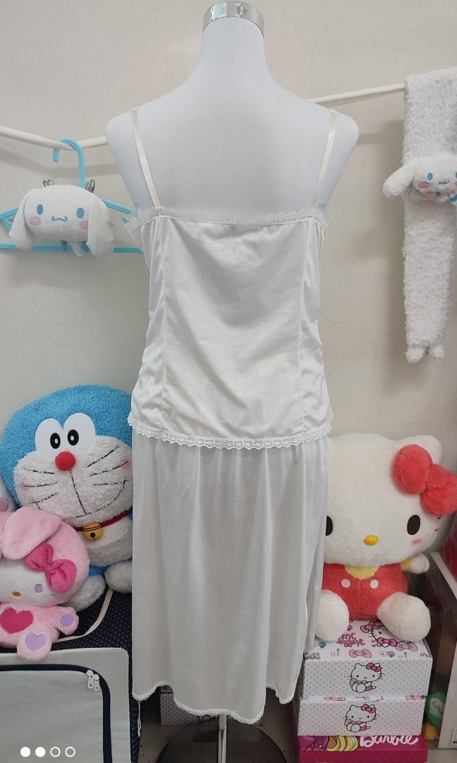 🌙White Nylon Lace Camisole and Skirt Kain Dalam Set, Women's Fashion, New  Undergarments u0026 Loungewear on Carousell