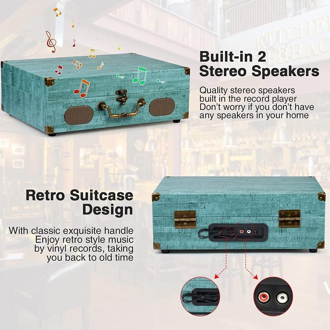 Wockoder Record Player with Speakers Turntable Wireless Portable LP