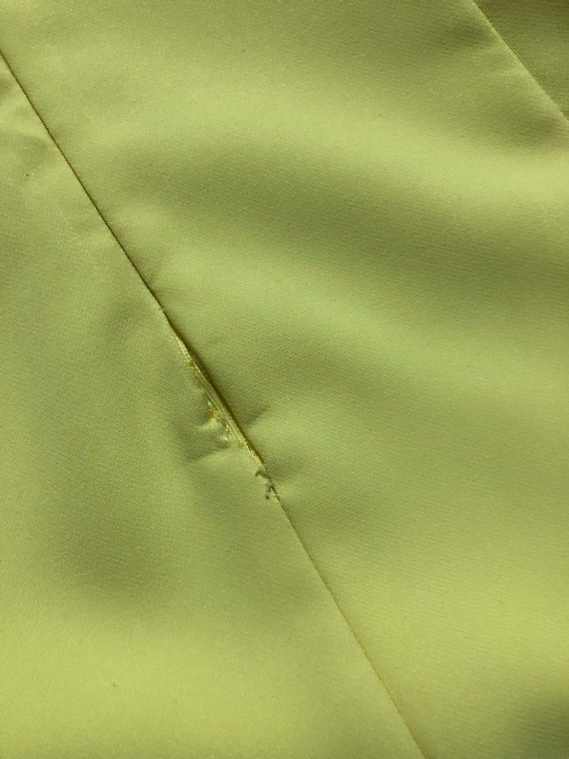 Yellow Dress (Category: Dresses) located in Caloocan City. Submitted by 2xhelp (Listing ID 1208135053, Image 3). Description: Simple yet Very elegant Small cap sleeves with see through on upper top as seen in picture Best fits medium In good condition except for minimal flaw at the back as seen in last pic that’s why selling very low.