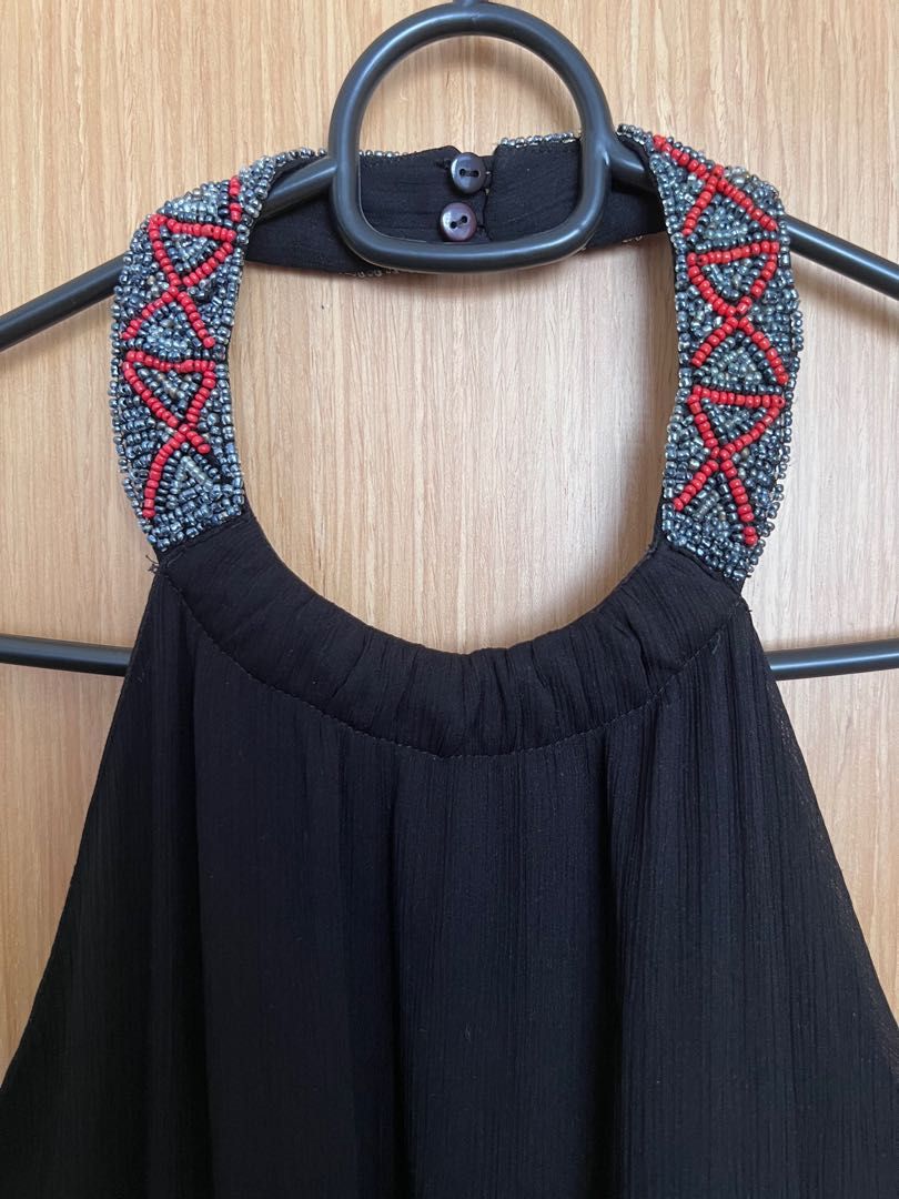 princess polly baby blue dress Zara beaded halter neck black dress, Women's Fashion, Dresses & Sets,  Dresses on Carousell