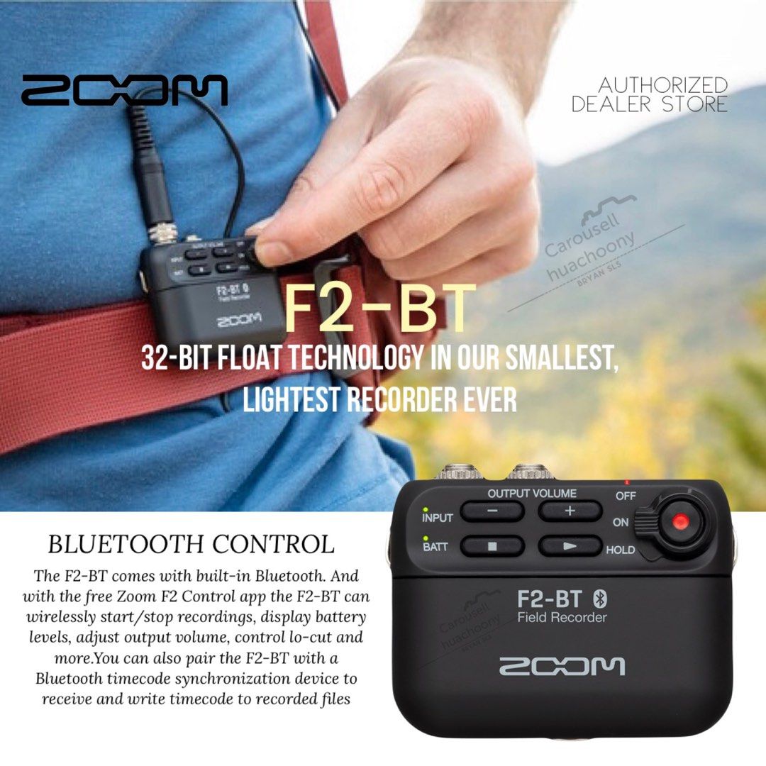 ZOOM F2BT BluetoothEnabled Portable Field Recorder with