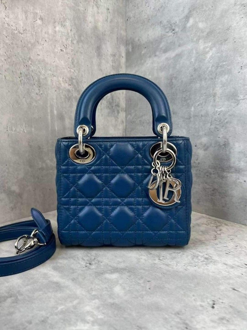 100% Authentic Lady Dior Mini Blue Shw Condition: 9/10 Comes With Standard  Dustbag, Luxury, Bags & Wallets On Carousell