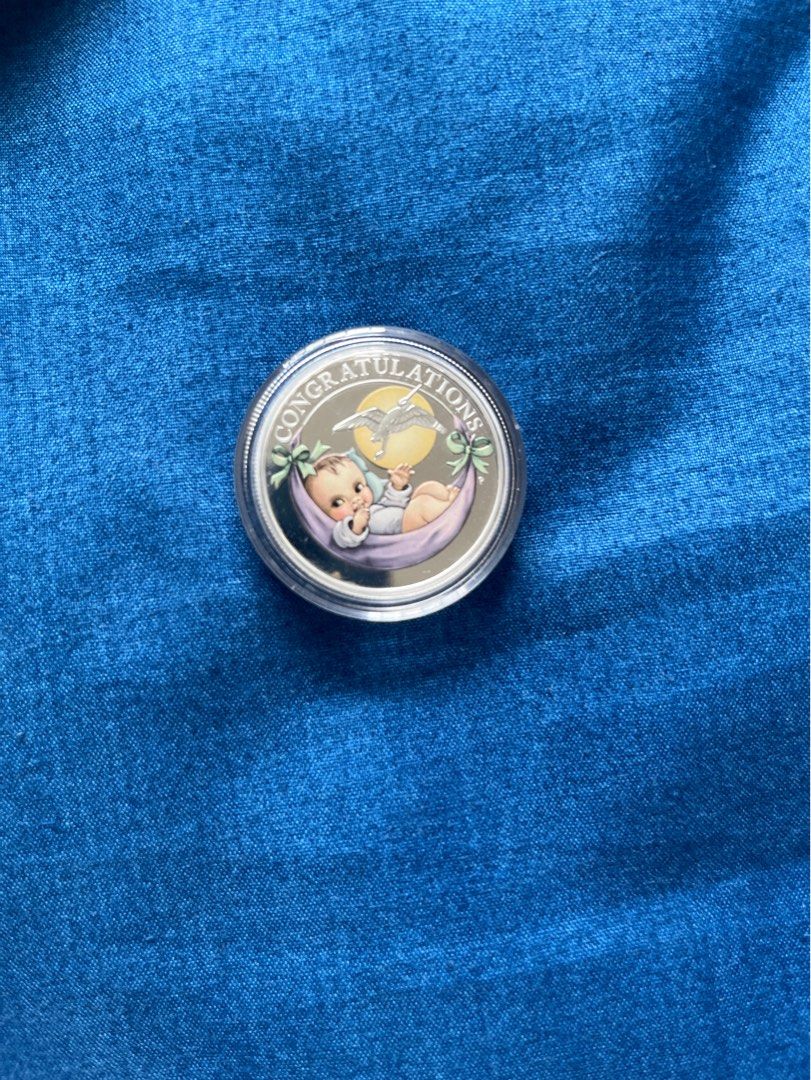 1/2 oz silver proof coin Australia Perth mint Baby (Category: Currency) located in Singapore. Submitted by Srija (Listing ID 1208328619, Image 1). Description: Great gift for newborns. Cute pelican delivering a baby. Gender neutral gift. Can add the coin holder as well.