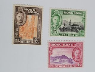 香港1941年 百週年紀念郵票，共3張，品相如圖，掛號費加$20