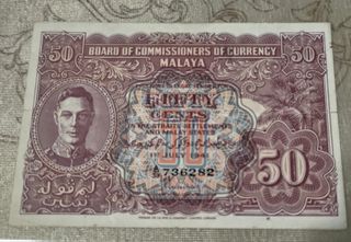 50 Cents MALAYA 1941 P.10b b92_5268 Banknotes