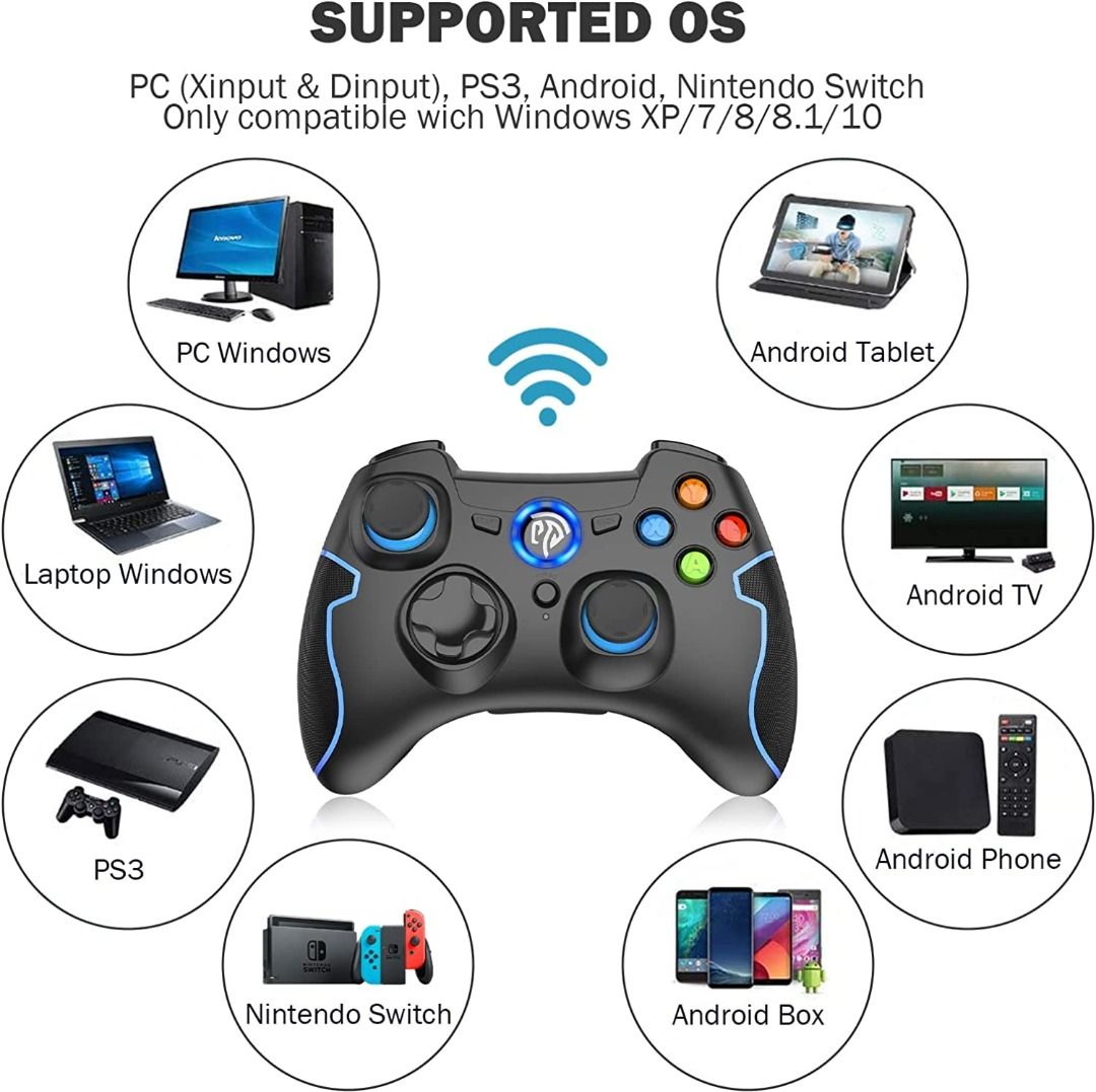 2344) EasySMX 2.4G Wireless Controller for PS3, PC Gamepads with Vibration  Fire Button Range up to 10m Support PC (Windows XP/7/8/8.1/10), Steam, PS3,  Android, Vista, TV Box Portable Gaming Joystick Handle, Video