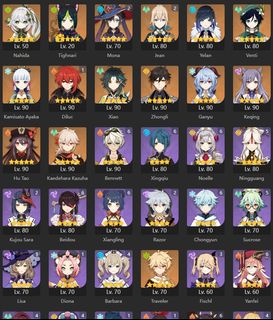 Desapego Games - Genshin Impact > ar57 c/ Xiao, Ayaka, Kokomi, Raiden,  Keqing, Mona, Zhongli, Yelan, Hutao e diluc