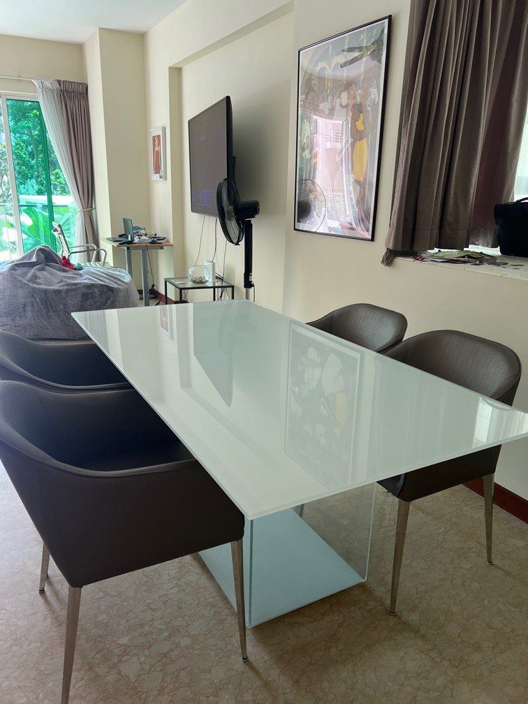 Frosted glass deals dining table