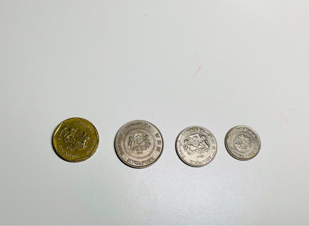 8 0年代新加坡硬幣一套一元5 0仙2 0仙1 0仙, 興趣及遊戲, 收藏品及紀念品, 錢幣- Carousell