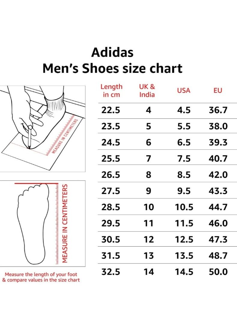 Mens adidas clearance shoe size chart