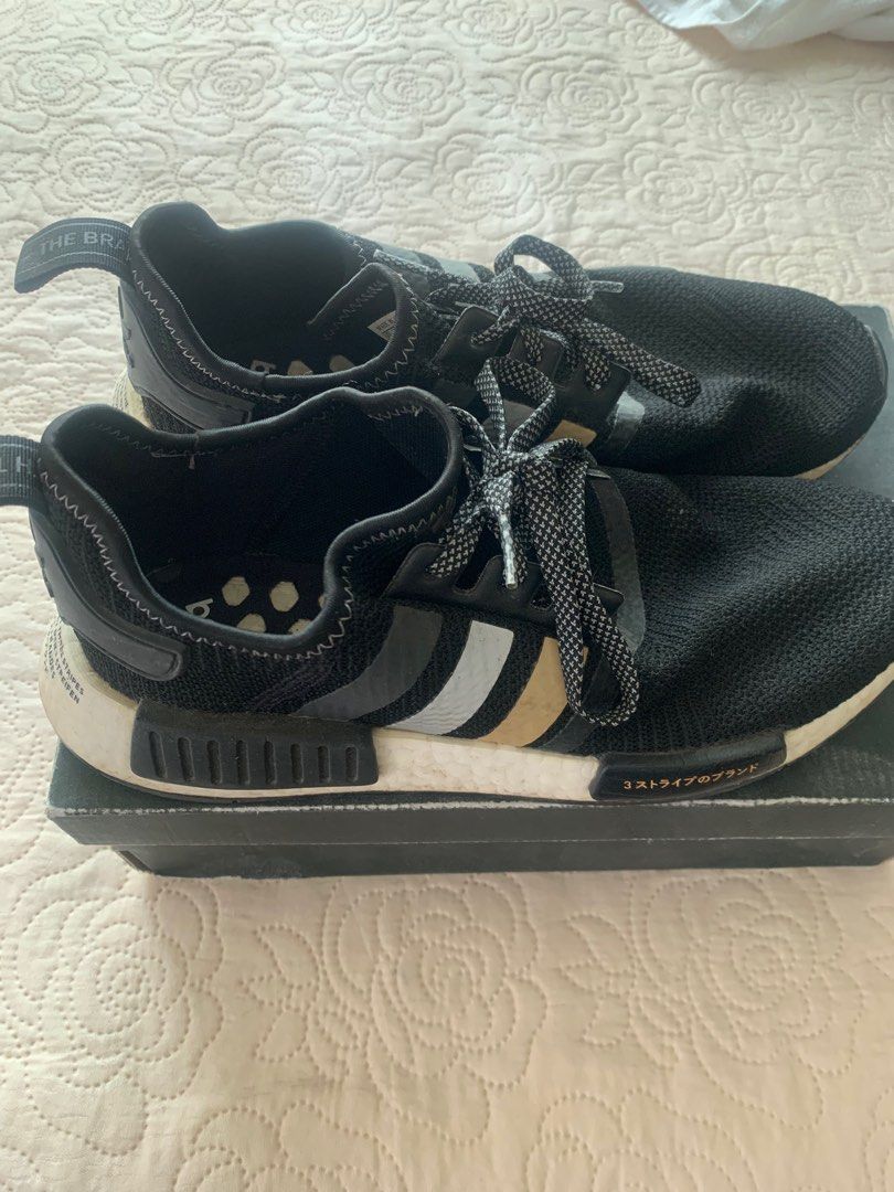Adidas NMD R1 Black Gold w Japanese Writings Men s Fashion Footwear Sneakers on Carousell