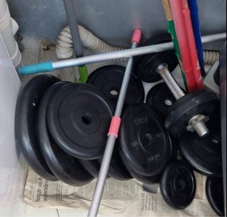 Aibi rubber coated weights & steel bar