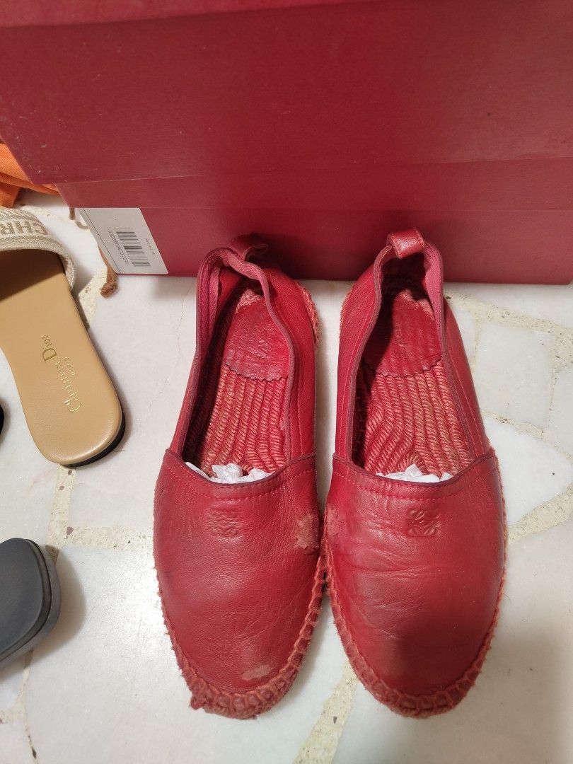 Red new arrivals leather espadrilles
