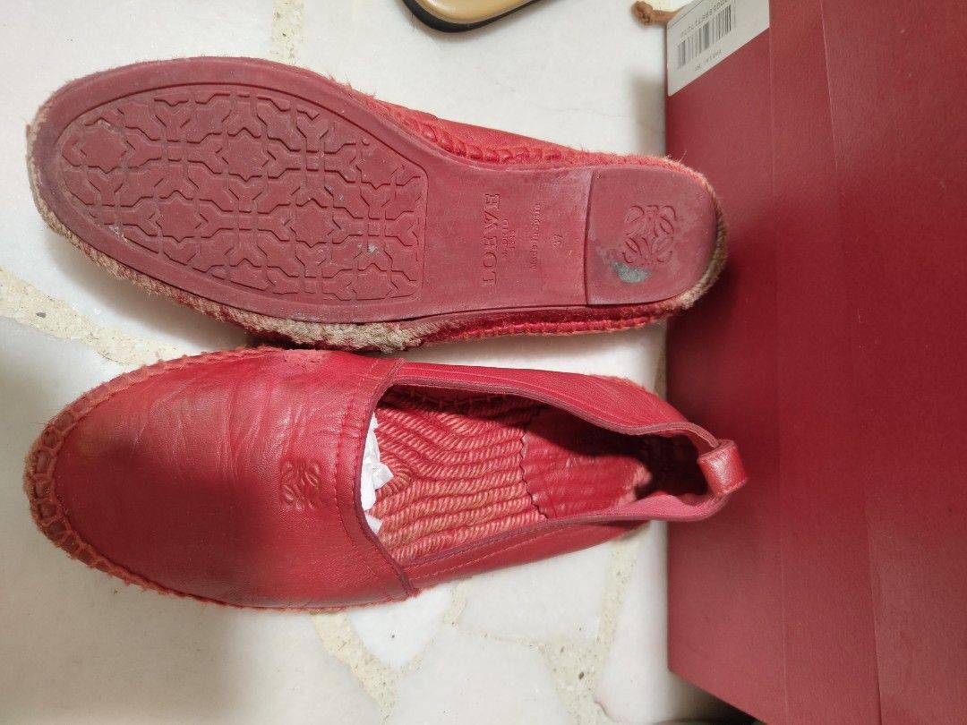 Red top leather espadrilles