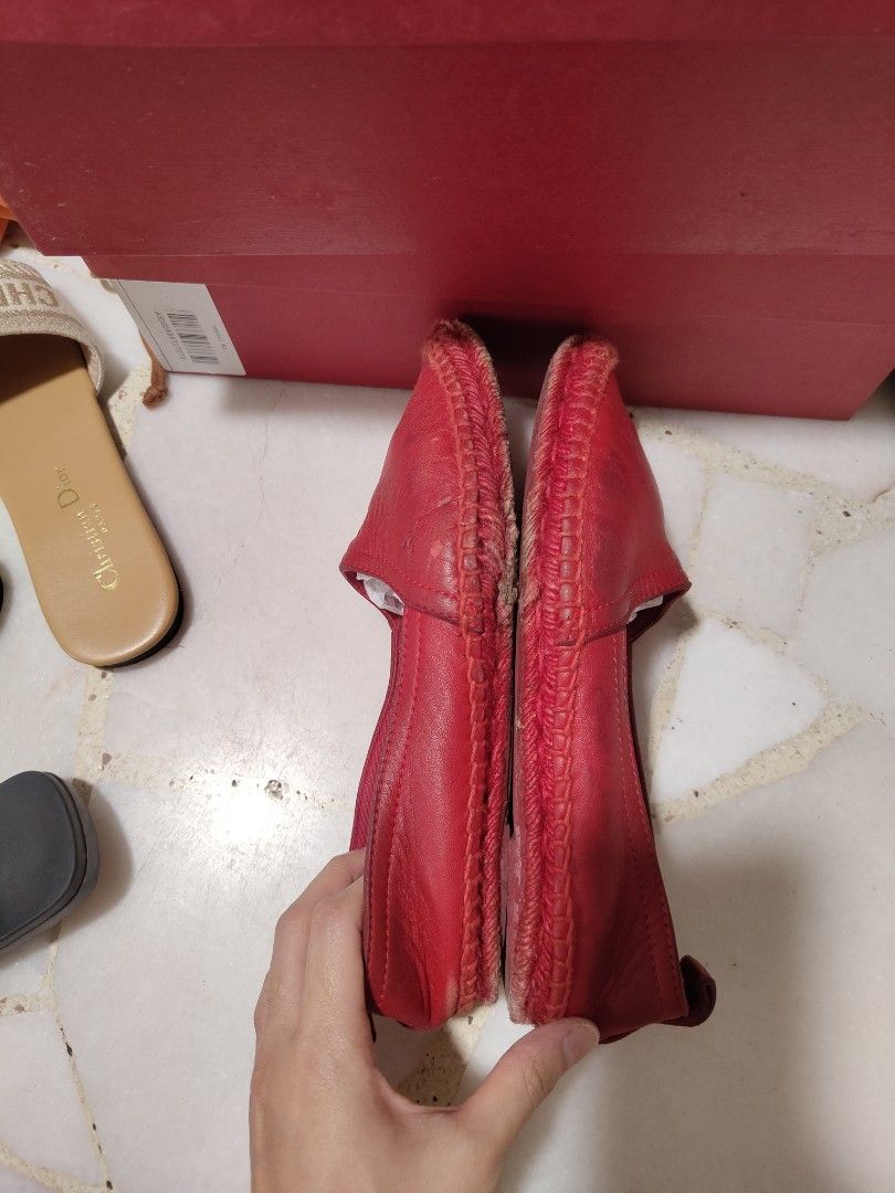Red top leather espadrilles