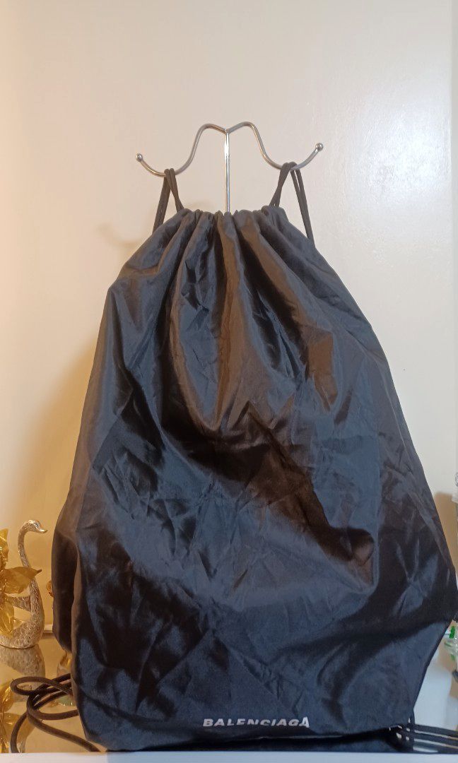 Balenciaga White Logo Drawstring Gym Sack Dustbag Backpack