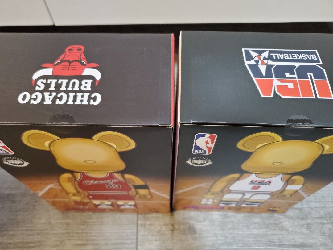 Bearbrick Michael Jordan 1985 Rookie Jersey 100% & 400% Set Gold Chrome