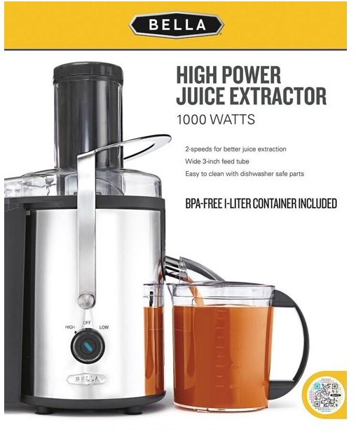Bella High Power Juice Extractor - Stainless Steel 1000W | Imported, TV ...