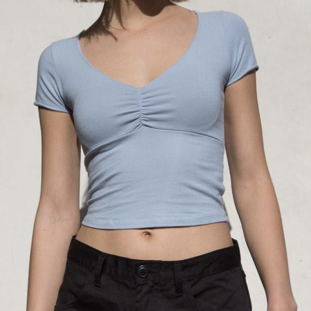 Brandy Melville Gina Top in Light Blue, Women's Fashion, Tops, Shirts on Carousell